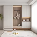 Cream Style Shoe Cabinet Log Style Hallway Shoe Cabinet 3d model