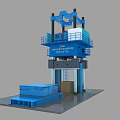 Blue Heavy Duty Industrial Machine With Multi Level Structure And Base Platform 3d model