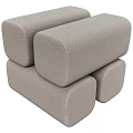 Gray Fabric Stool Stacked Modern Design For Home Living Room Decor