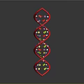 Red DNA Double Helix Structure With Colorful Molecular Components And Reflective Surface 3d model