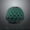 Modern Teal Spherical Lighting Fixture With Diamond Patterned Design And Reflective Base 3d model