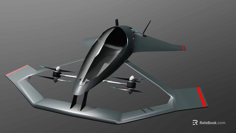 Advanced Futuristic Flying Car With Aerodynamic Body And Rotor System Design 3d model 