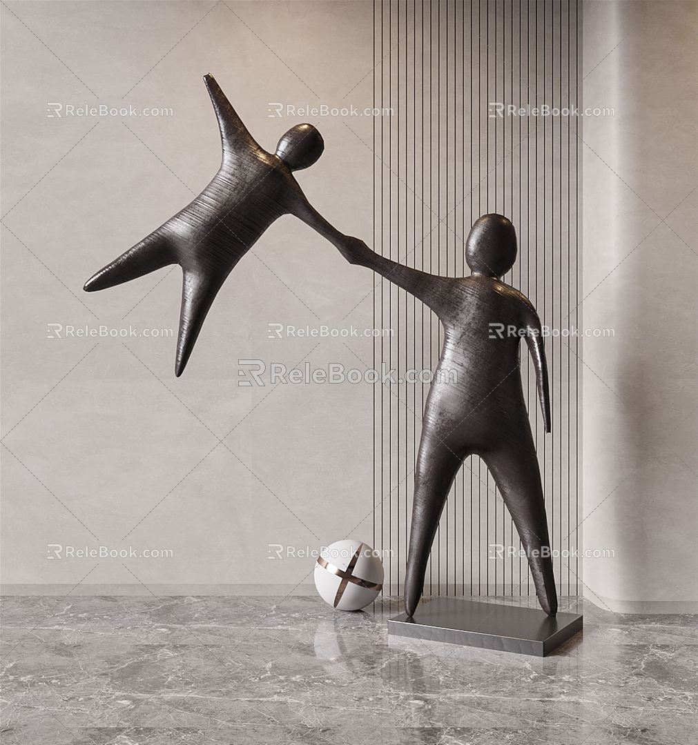 Modern Sculpture Creative Human Shape Sculpture Ornaments Combination 3d model