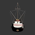Classic Wooden Boat Model With White Deck Mast Lifebuoy Ropes And Cabin