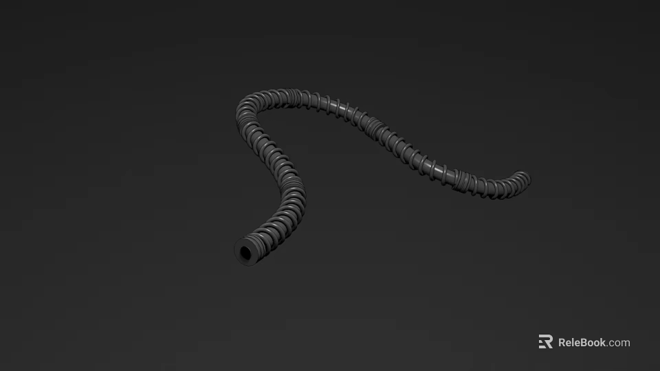 Black Coiled Reptile Snake 3D Model With Smooth Texture On Dark Background 3d model 