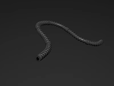 Black Coiled Reptile Snake 3D Model With Smooth Texture On Dark Background 3d model