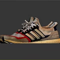 Adidas Sports Shoes With Mesh Upper Red Gray Color And White Laces Design