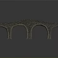 Stone Arch Bridge 3D Model with Three Brick Arches Curved Design on Gray Background 3d model