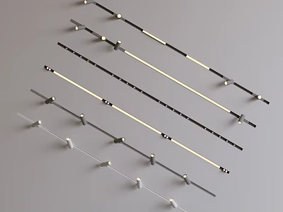Stylish Downlights And Spotlights In Black White And Silver Finishes With Sleek Mounting Bars 3d model