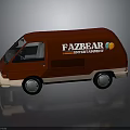 Red Van Side With Fazbear Entertainment Logo and Colorful Balloon Design