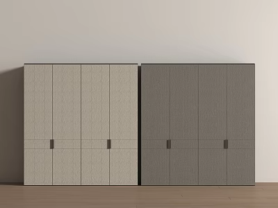 Modern Minimalist Interior With Two Light And Dark Wooden Texture Wardrobes 3d model