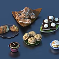 Assorted Sweet Desserts Display With Croissants Cream Puffs Chocolate Cake And Pastries