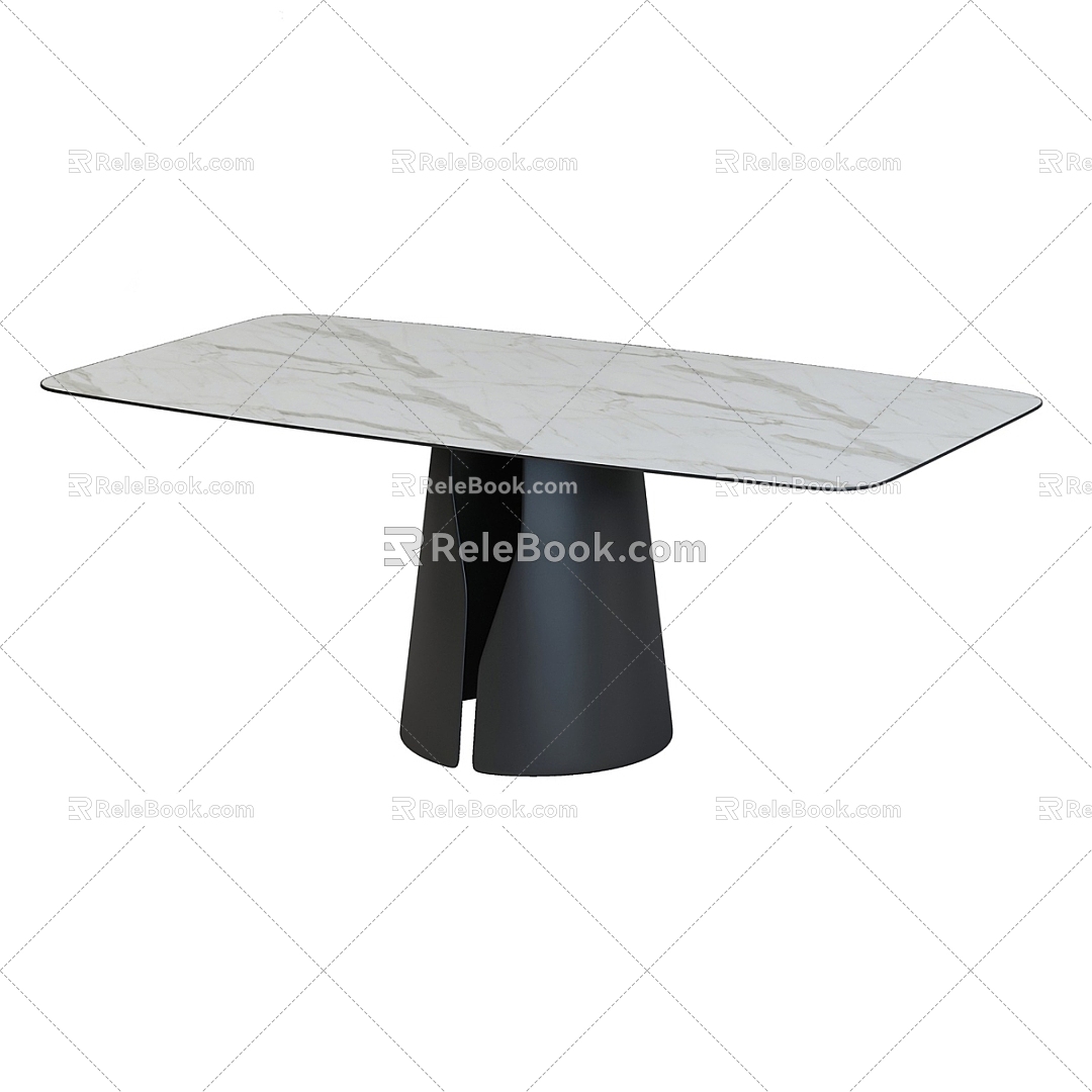 Simple marble dining table 3d model