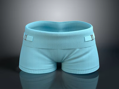 Light Blue Ribbed Briefs With Side Buckles For Daily Comfortable Wear 3d model