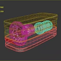 Rectangular Metallic Frame Device With Blue Transparent Section And Internal Structure
