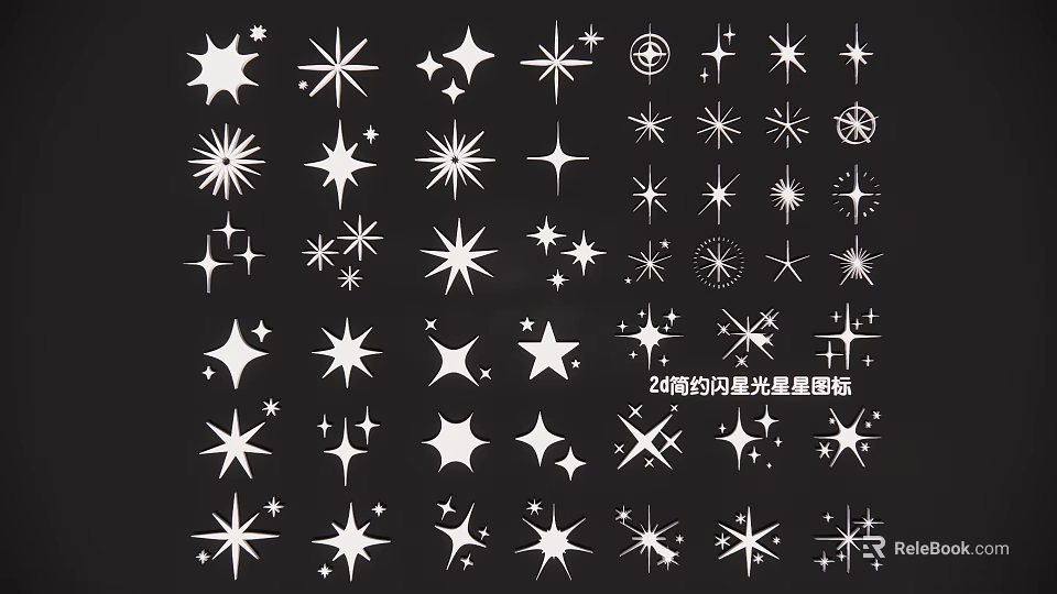 Minimalist Star Decorations with 24 Different Styles for Home Decor 3d model 