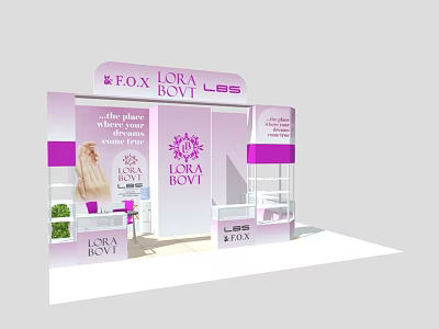 LORA BOVI EOX Shopping Mall Counter With Elegant Pink Design And Hand Care Products 3d model