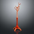 Orange Standing Coat Rack With Multiple Hooks And Stable Modern Base
