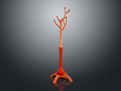 Orange Standing Coat Rack With Multiple Hooks And Stable Modern Base 3d model