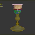 Elegant Metal Goblet With Golden Body Silver Base And Intricate Floral Carvings