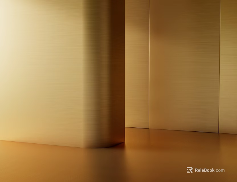 Golden Metal Component With Brushed Texture And Soft Lighting For Modern High End Wall Decor 3d model 