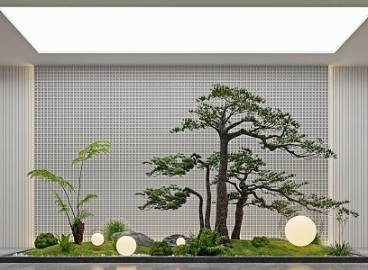 Modern landscape sketch courtyard sketch plant landscaping rockery stone indoor landscape plant pile ferns 3d model