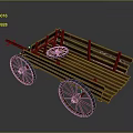 Old Style Wooden Cart With Spoked Wheels And Wooden Rail Platform