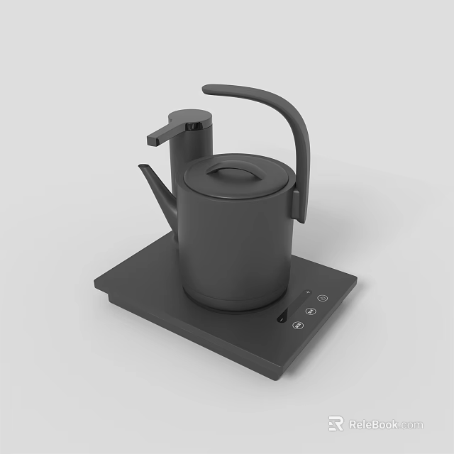 Modern Electric Kettle As Daily Electrical Appliance With Black Base And Stylish Design 3d model 