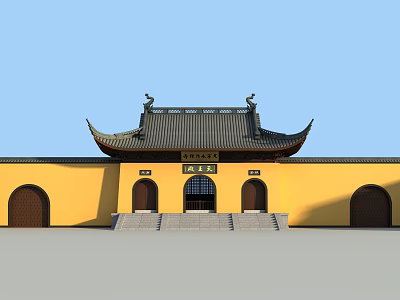 Chinese-style ancient building gate 3d model