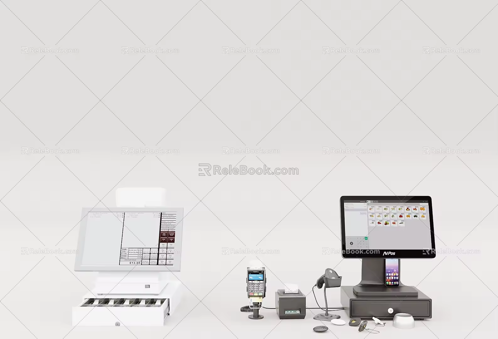 Cash register scanner combination scan code payment machine point single Alipay 3d model