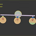 Elegant Home Decorative Accessories With Three Shiny Gemstone Balls On Metal Bar