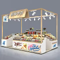 Mall Shop Fruit Nut Snack Display Booth With Wooden Frame Hanging Lights And Shelves