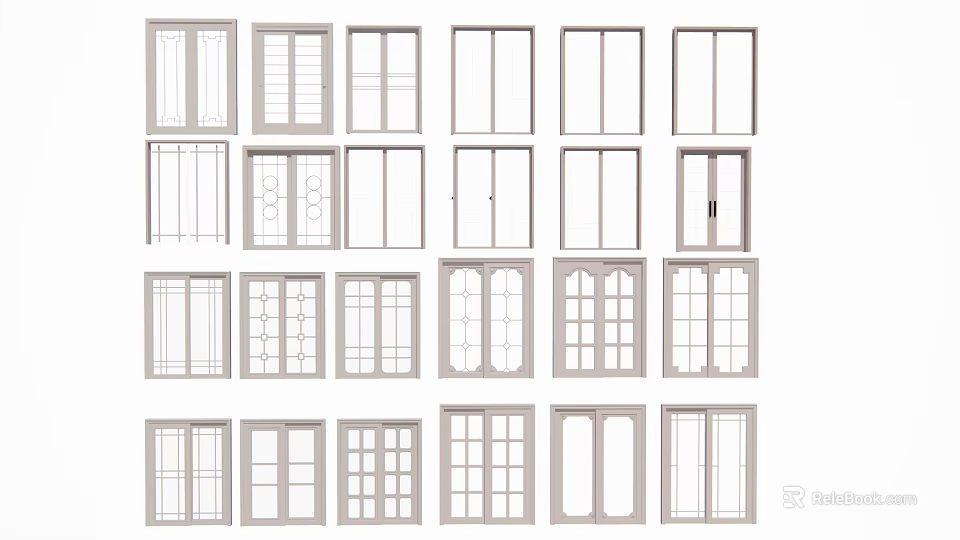 Sliding Doors with Various Stylish Panel Designs for Home Interiors 3d model