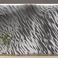 Textured Background Wall With Wave Like Patterns Gray White Tones And Small Potted Plant 3d model