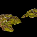 Two Pieces of Moss Covered Stone Wood with Green Moss and Natural Texture