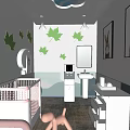 Other Bathroom Interior Design With Decorative Wall Animal Figurines And Pink Furniture