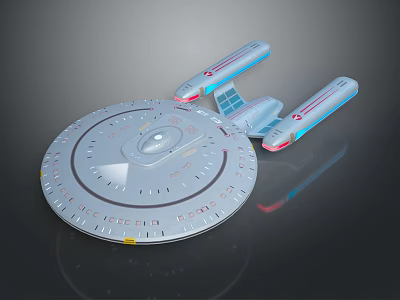 Futuristic Interstellar Spacecraft Model With Disc Shaped Body And Blue Engines 3d model