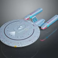 Futuristic Interstellar Spacecraft Model With Disc Shaped Body And Blue Engines 3d model