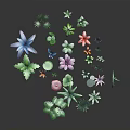 Colorful Cartoon Scene With Various Plants Flamingo Tropical Flowers And Leaves