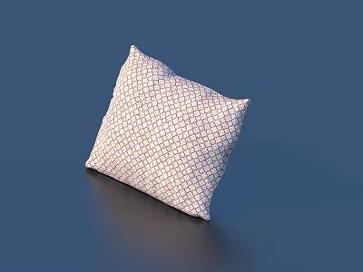 Stylish White Pillow with Red Geometric Grid Pattern on Blue Reflective Surface 3d model