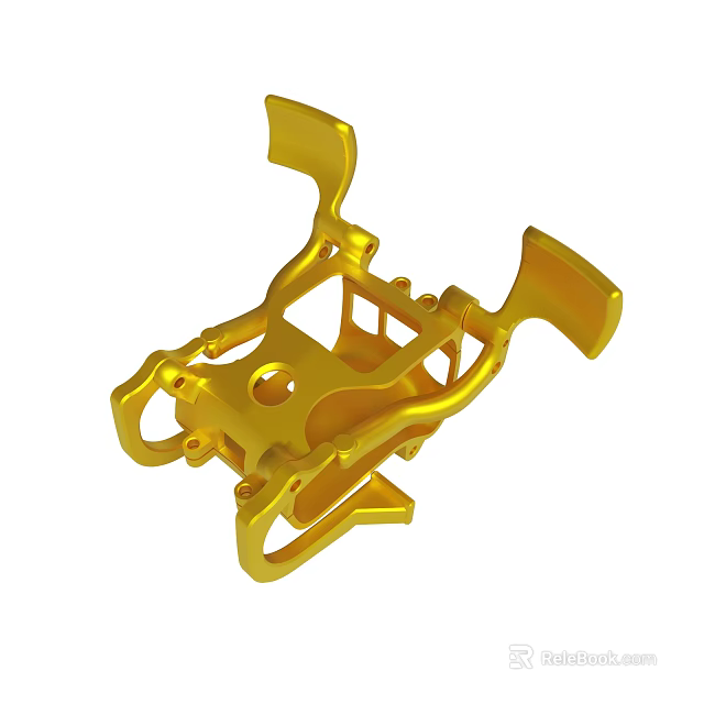 Golden Metal Mechanical Component With Precision Structure And Industrial Design 3d model 