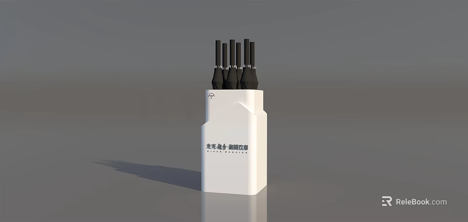 Practical Household Essentials White Holder With Black Brushes For Daily Use 3d model 
