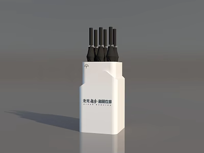 Practical Household Essentials White Holder With Black Brushes For Daily Use 3d model