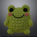 Adorable Green Plush Frog Toy With Big Black Eyes And Pink Cheeks