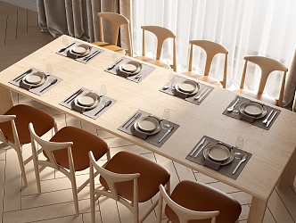 Dining table and chair 3d model