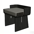 Modern Single Chair With Black Wooden Frame And Gray Upholstered Seat