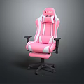 Pink Gaming Chair With White Stripes Ergonomic Design Headrest And Comfortable Armrests