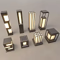 Various Modern Outdoor Lights With Metal Frames And Glass Panels For Garden Yard Illumination