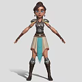 Female Warrior Character with Armor Skirt Leather Boots in Dynamic Pose 3D Design