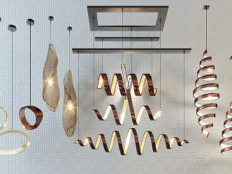 Modern special-shaped chandelier fashion simple metal chandelier combination 3d model